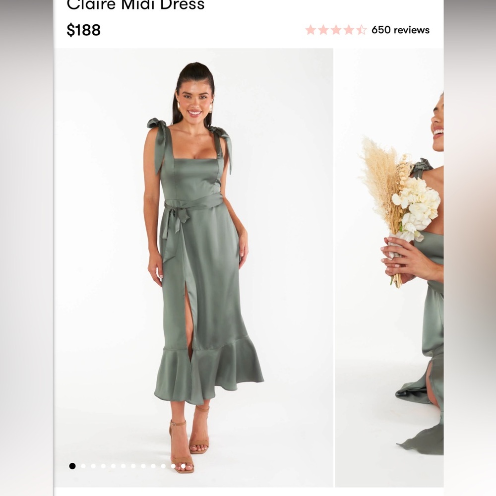 NWT: Show Me Your Mumu Claire Midi Moss Green Dress